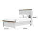 Tela Twin Size Bed with Recessed Panel Headboard | Dark Brown Trim | White
