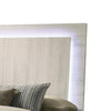Hyao Queen Size Bed with LED on Headboard | Antique White Wash Finsih BM342434