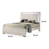 Hyao Queen Size Bed with LED on Headboard | Antique White Wash Finsih BM342434