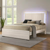 Hyao Queen Size Bed with LED on Headboard | Antique White Wash Finsih BM342434