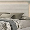 Nomi King Size Bed with LED on Headboard | Antique White Wash Finsih BM342435