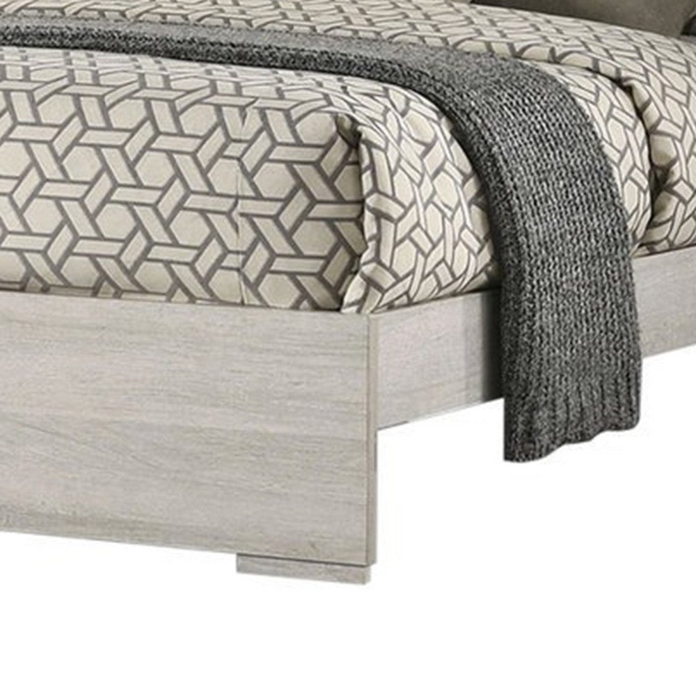 Nomi King Size Bed with LED on Headboard | Antique White Wash Finsih BM342435