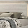 Nomi Queen Size Bed with LED on Headboard | Antique White Wash Finsih BM342436