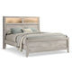Miot King Size Bed with Headboard Shelves | Weathered White Wash Tone BM342437
