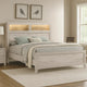 Miot King Size Bed with Headboard Shelves | Weathered White Wash Tone
