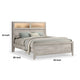 Miot Queen Size Bed with Headboard Shelves | Weathered White Wash Tone BM342438