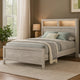 Miot Queen Size Bed with Headboard Shelves | Weathered White Wash Tone BM342438