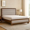 Cair Queen Bed | Channel Tufted Light Gray Fabric Upholstered | Brown BM342439