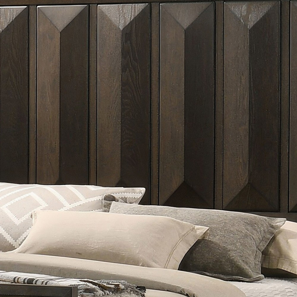 Fema King Bed | Vertical Facet Headboard & Footboard | Espresso Brown BM342440