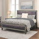 Laine Full Bed | Glam Crystal Acrylic Trim | Gray Fabric Upholstered