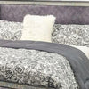 Laine Queen Bed | Glam Crystal Acrylic Trim | Gray Fabric Upholstered BM342443