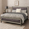 Laine Queen Bed | Glam Crystal Acrylic Trim | Gray Fabric Upholstered BM342443