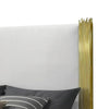Dyl Queen Bed | Soft Foam Upholstered | White Fabric | Gold Accent Posts BM342444