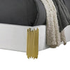 Dyl Queen Bed | Soft Foam Upholstered | White Fabric | Gold Accent Posts BM342444