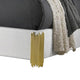 Dyl Queen Bed | Soft Foam Upholstered | White Fabric | Gold Accent Posts BM342444
