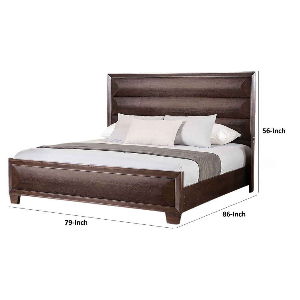Nitz King Bed | Paneled Headboard with Beveled Fronts | Espresso Brown Wood BM342445