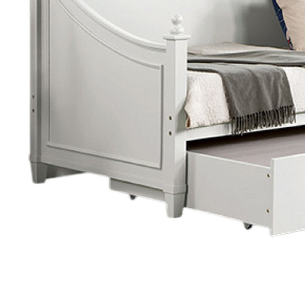 Kiki Twin Size Daybed w Trundle | Molded Details White Solid Wood BM342447