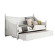 Kiki Twin Size Daybed w Trundle | Molded Details White Solid Wood