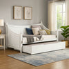 Kiki Twin Size Daybed w Trundle | Molded Details White Solid Wood