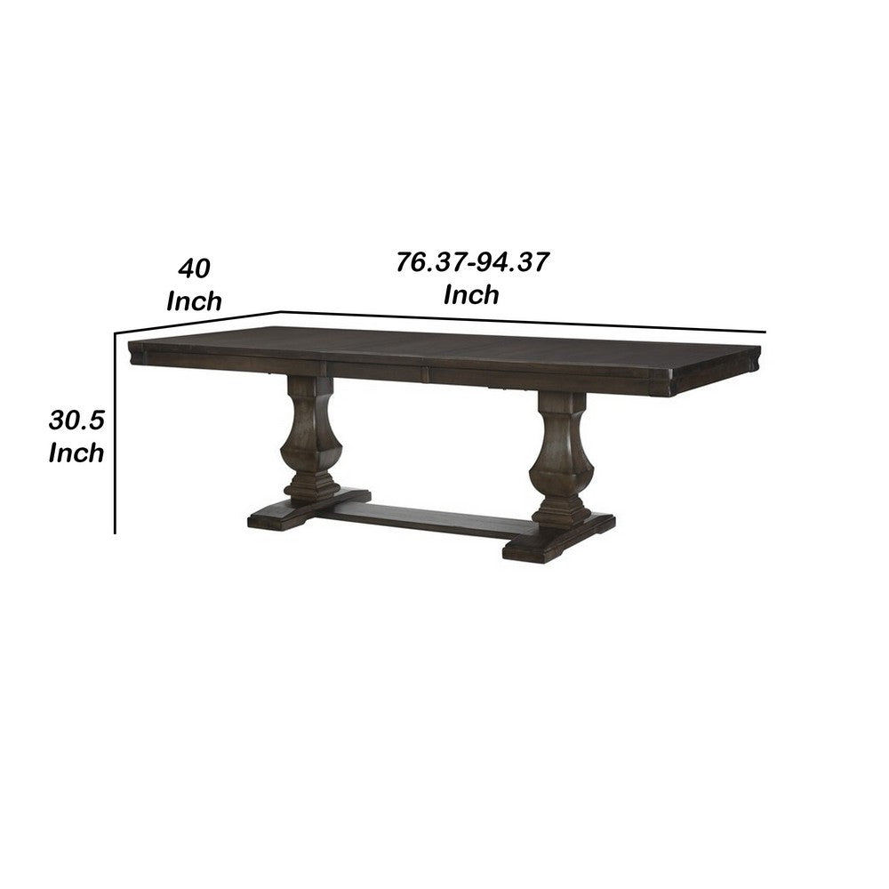 Kely Extendable Dining Table | 76-94" Dark Brown Top | Trestle Base