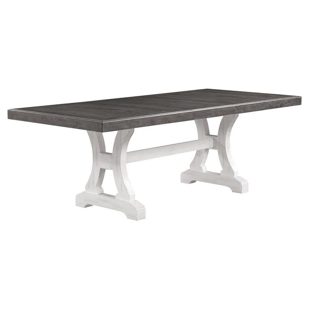 Eya Extendable Dining Table | 68-86" Gray Top | Distressed White