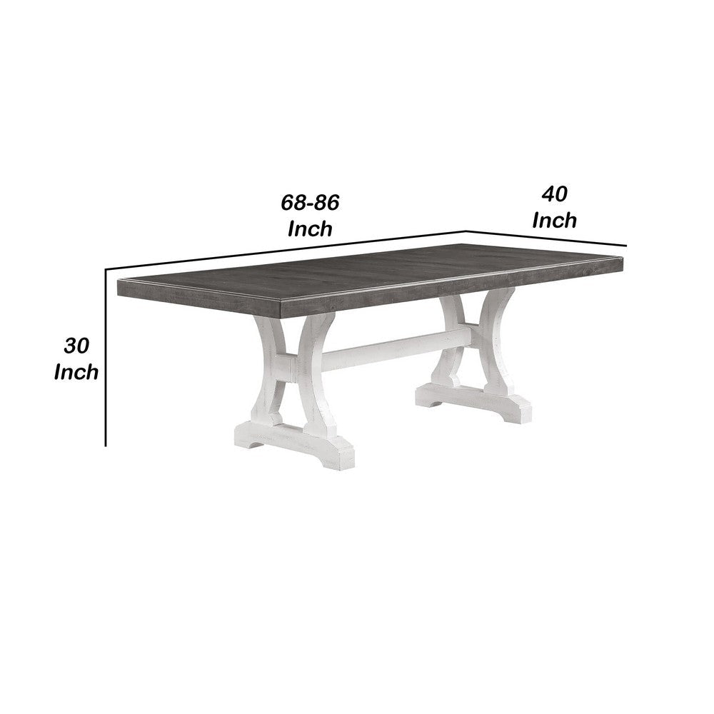 Eya Extendable Dining Table | 68-86’’ Gray Top | Distressed White BM342450