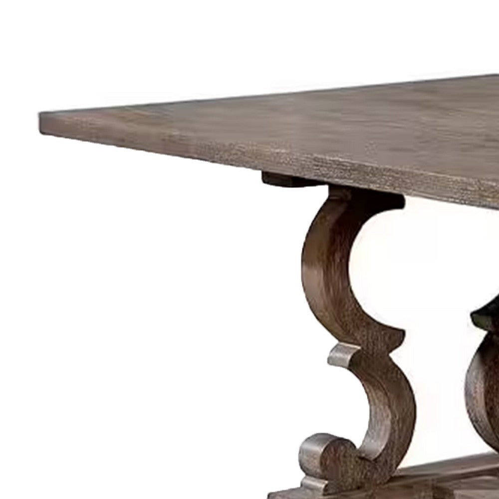 Paty Extendable Dining Table | 72-90’’ Brown Wood Top | Trestle Base BM342451