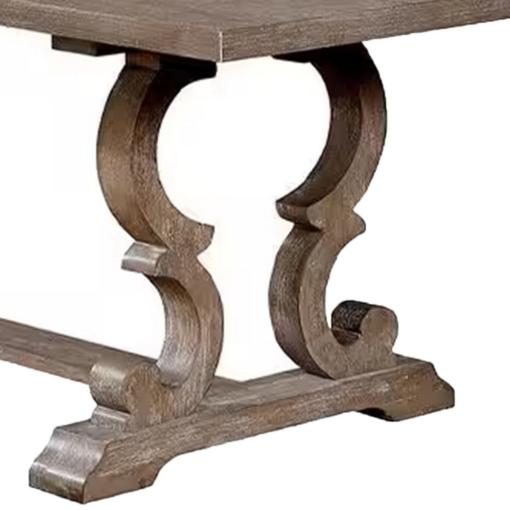 Paty Extendable Dining Table | 72-90’’ Brown Wood Top | Trestle Base BM342451