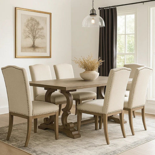 Paty Extendable Dining Table | 72-90" Brown Wood Top | Trestle Base