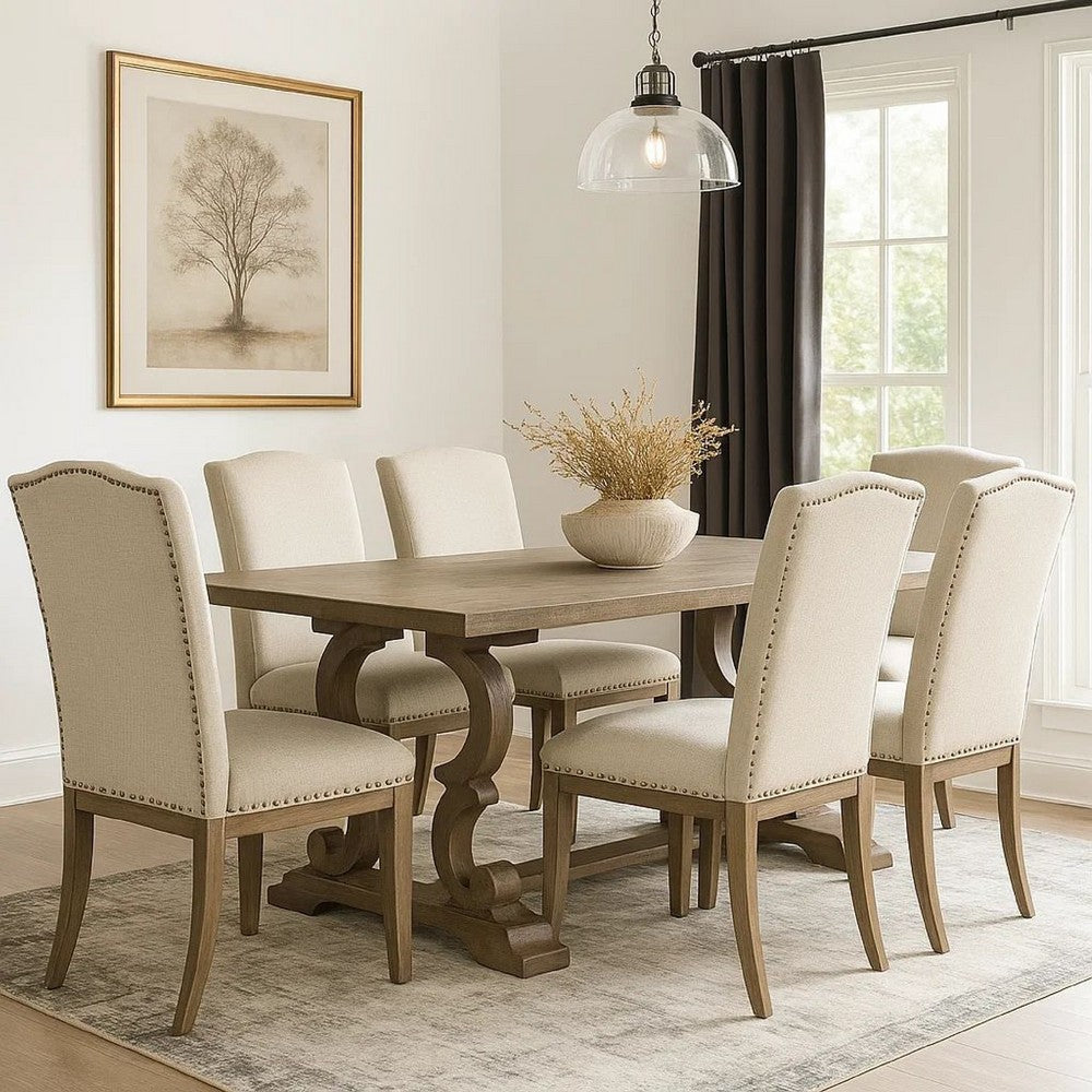 Paty Extendable Dining Table | 72-90" Brown Wood Top | Trestle Base