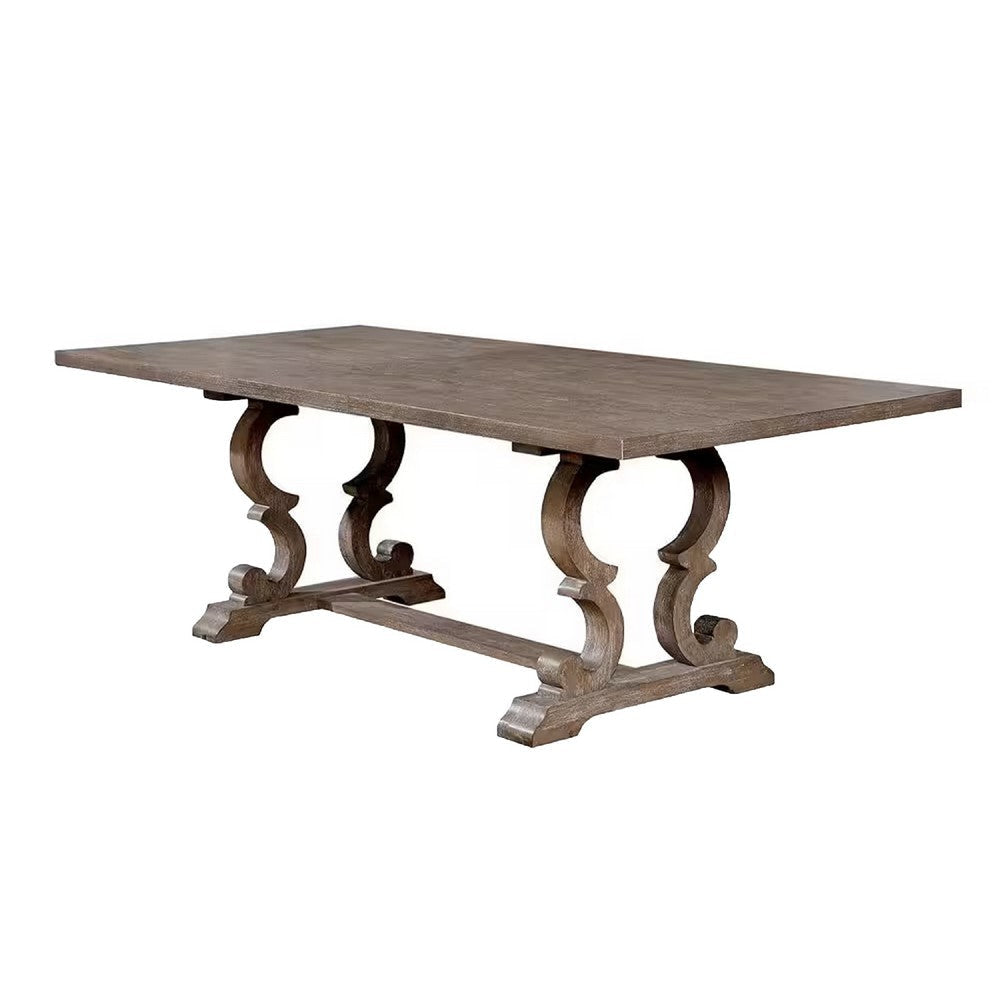 Paty Extendable Dining Table | 72-90" Brown Wood Top | Trestle Base