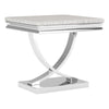 Wety Side End Table | 24" Faux Marble Top | Curved Chrome Pedestal