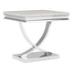 Wety Side End Table | 24" Faux Marble Top | Curved Chrome Pedestal