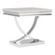 Wety Side End Table | 24" Faux Marble Top | Curved Chrome Pedestal