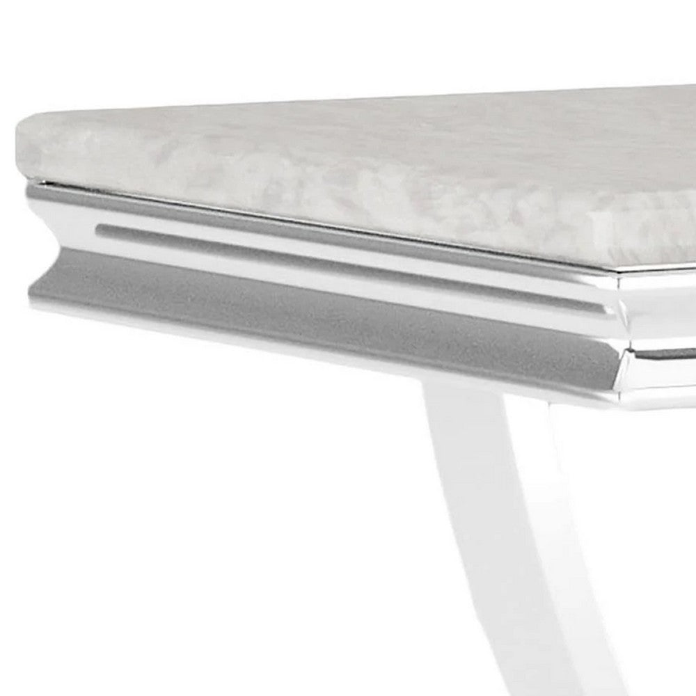 Wety Side End Table | 24" Faux Marble Top | Curved Chrome Pedestal