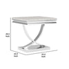 Wety Side End Table | 24" Faux Marble Top | Curved Chrome Pedestal