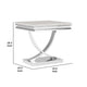 Wety Side End Table | 24" Faux Marble Top | Curved Chrome Pedestal