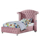 Zoha Twin Size Bed w Wingback Tufted Headboard | Cabriole Legs | Pink BM342455