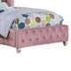 Zoha Twin Size Bed w Wingback Tufted Headboard | Cabriole Legs | Pink BM342455