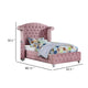 Zoha Twin Size Bed w Wingback Tufted Headboard | Cabriole Legs | Pink BM342455
