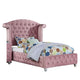 Zoha Twin Size Bed w Wingback Tufted Headboard | Cabriole Legs | Pink BM342455