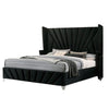 Ino Queen Size Bed w Wingback Headboard | Black Fabric Upholstery BM342457