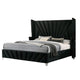 Ino Queen Size Bed w Wingback Headboard | Black Fabric Upholstery BM342457