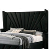 Ino Queen Size Bed w Wingback Headboard | Black Fabric Upholstery BM342457