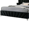 Ino Queen Size Bed w Wingback Headboard | Black Fabric Upholstery BM342457