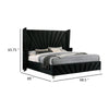 Ino Queen Size Bed w Wingback Headboard | Black Fabric Upholstery BM342457