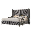 Ino Queen Size Bed w Wingback Headboard | Gray Fabric Upholstery BM342458