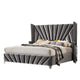 Ino Queen Size Bed w Wingback Headboard | Gray Fabric Upholstery BM342458