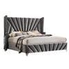 Ino Queen Size Bed w Wingback Headboard | Gray Fabric Upholstery