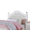 Bela Full Size Bed w Button Tufted Headboard | White Faux Leather BM342459